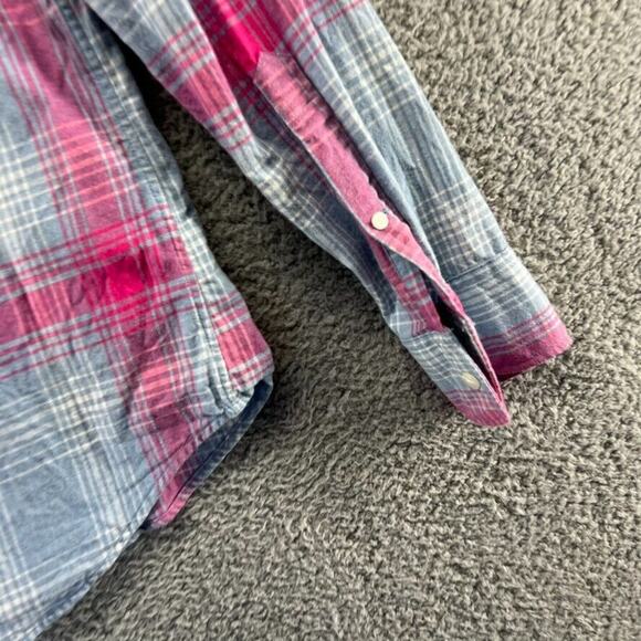 Bonobos Shirt Men's Large Pink Blue Plaid Check Slim Fit Flannel Collared Pocket - Picture 8 of 10